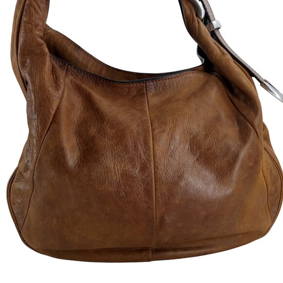 Frye Jacqui Brown Leather Hobo Bag Purse Shoulder Boho Distressed Silver Western - Picture 1 of 10